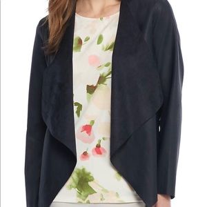 The Limited Faux Leather Drape Front Jacket